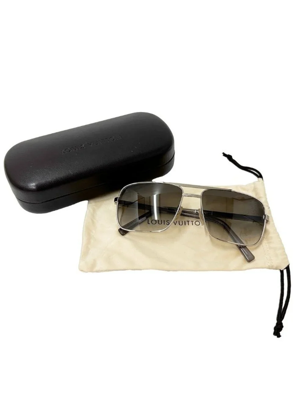 Louis Vuitton Sunglasses Metal Acetate Damier Attitude Aljan Silver Gray 16